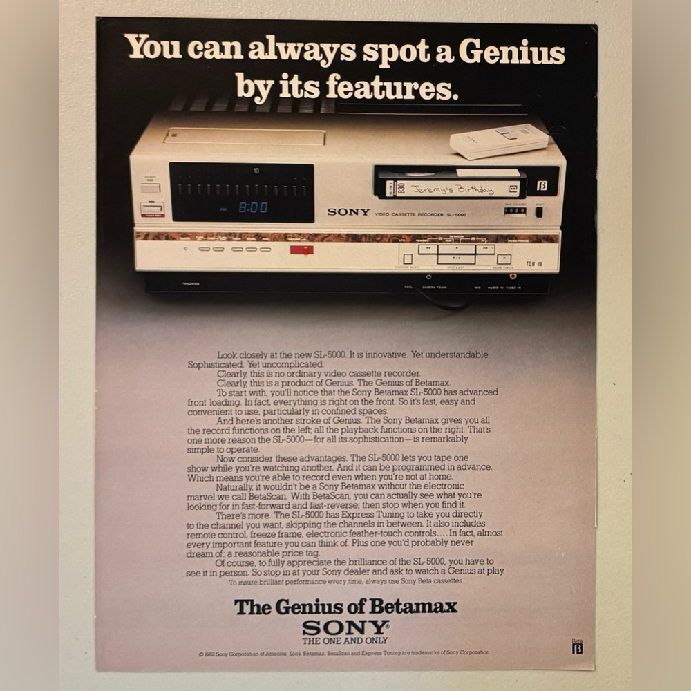 1982 Sony Advertisement (Life Magazine)